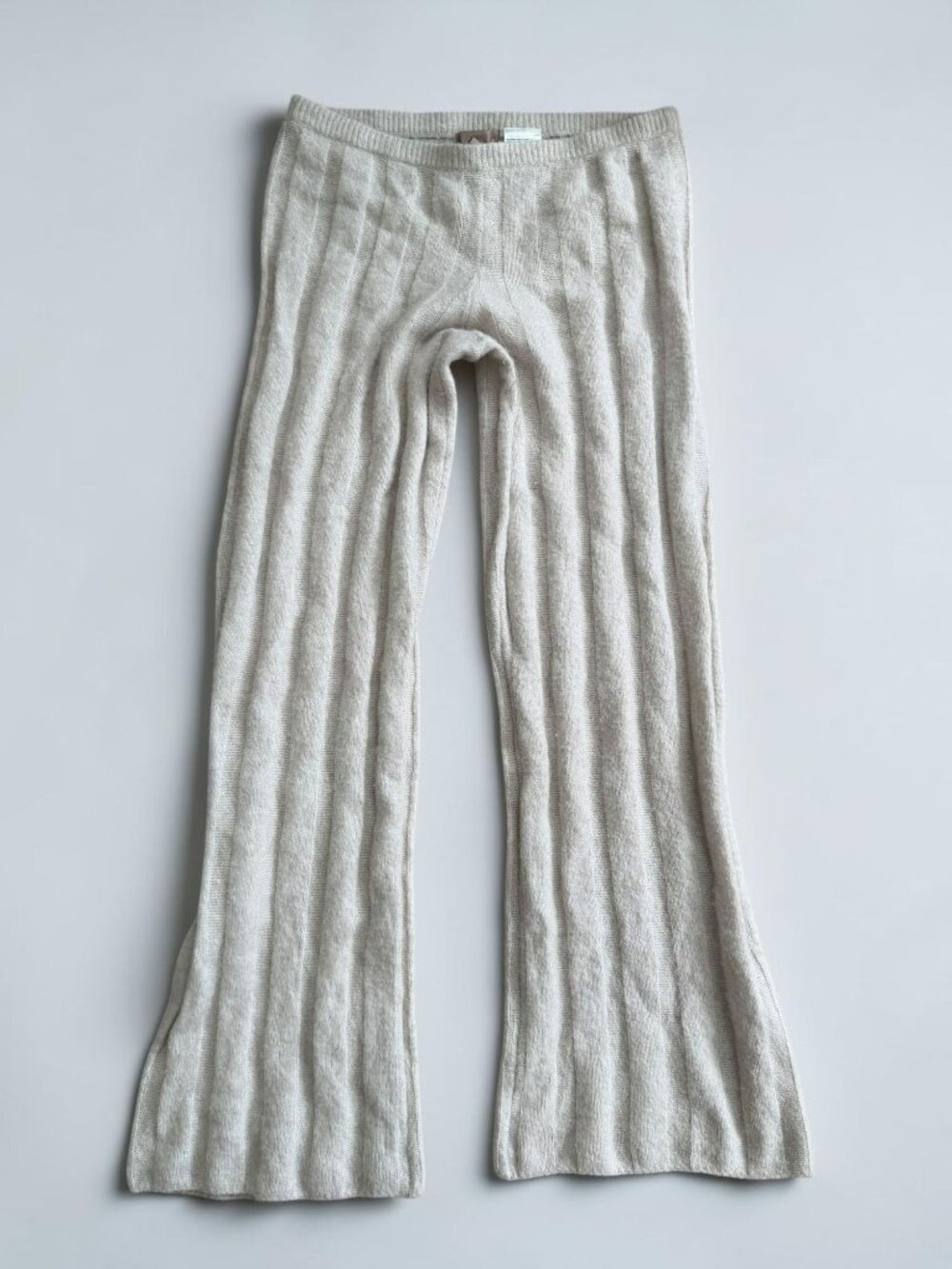 H&M Cream Oatmeal Knit Flare Leg Pants Size Small